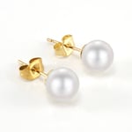 Gold color / 1 Pair Simple Series Simple Solid Color Stainless Steel  Gold Color Artificial Pearl Women's Stud Earrings Picture3